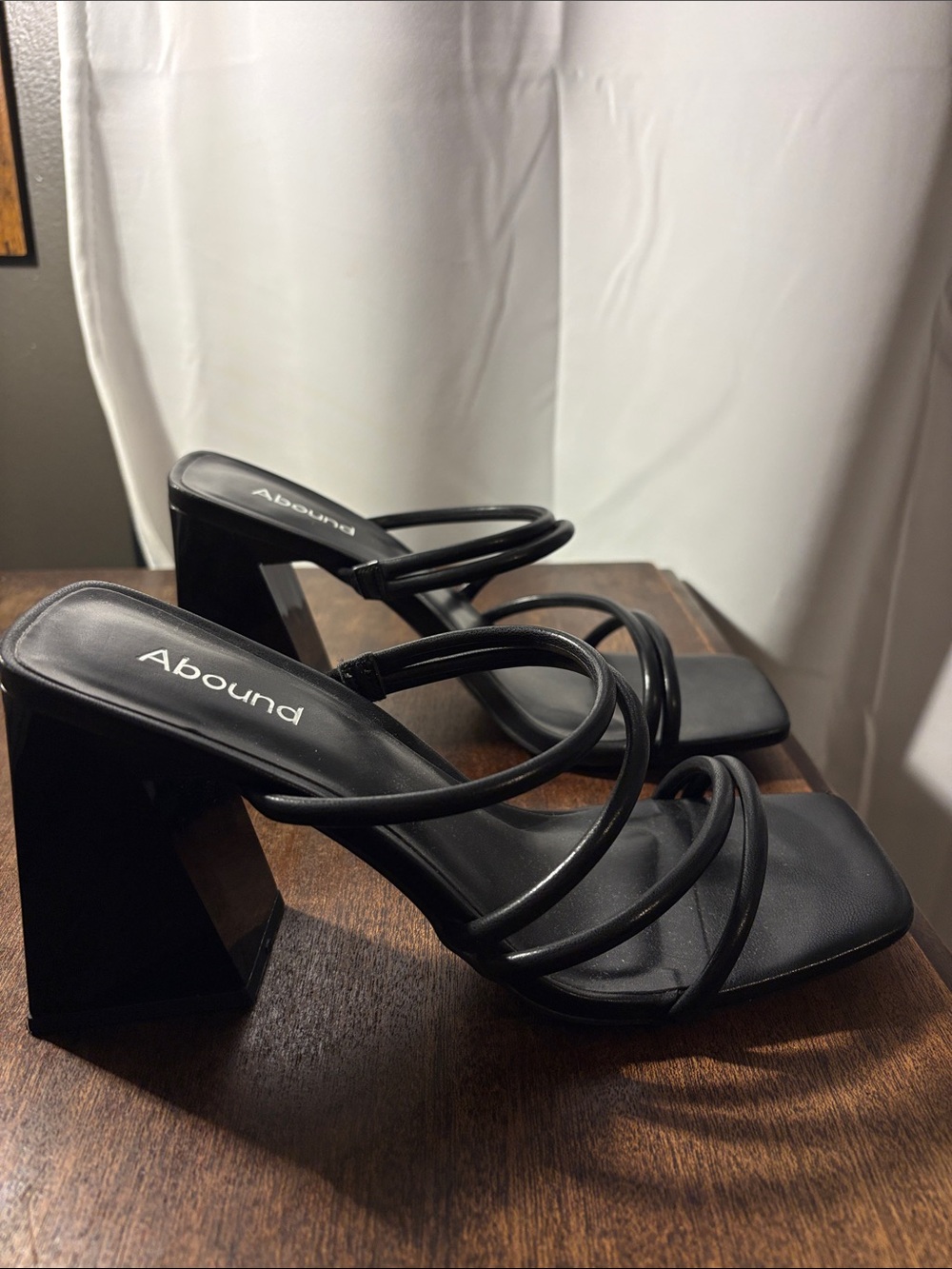 Abound Black Strappy Square-Toe Block Heels